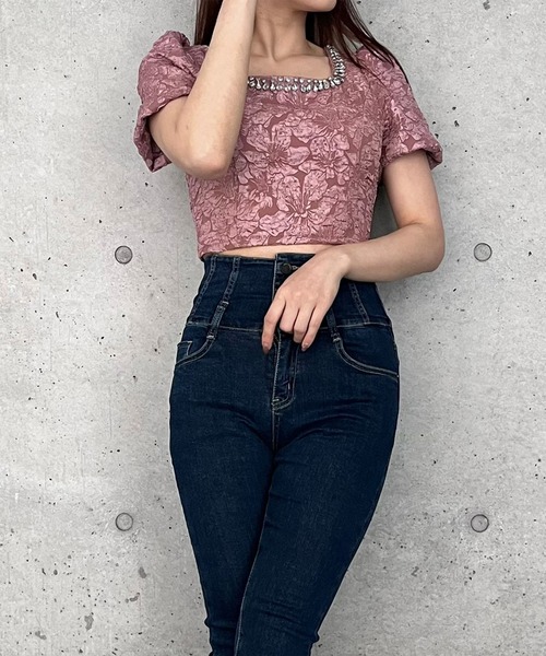 titty＆Co. PETIT by poyo（ティティーアンドコープティバイポヨ）の「【titty&Co.PETIT by POYO】フラワージャガードブラウス（シャツ/ブラウス・レディース・ピンク/ブラック/ホワイト・FREE）」の16枚目の写真