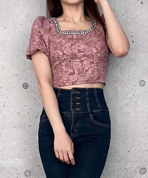 titty＆Co. PETIT by poyo（ティティーアンドコープティバイポヨ）の「【titty&Co.PETIT by POYO】フラワージャガードブラウス（シャツ/ブラウス・レディース・ピンク/ブラック/ホワイト・FREE）」の8枚目の写真