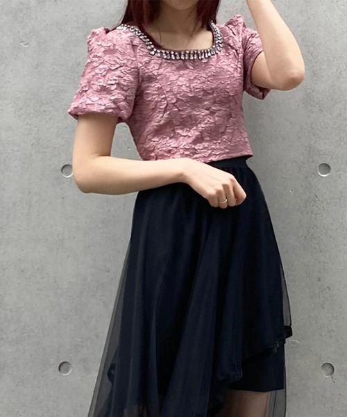 titty＆Co. PETIT by poyo（ティティーアンドコープティバイポヨ）の「【titty&Co.PETIT by POYO】フラワージャガードブラウス（シャツ/ブラウス・レディース・ピンク/ブラック/ホワイト・FREE）」の11枚目の写真