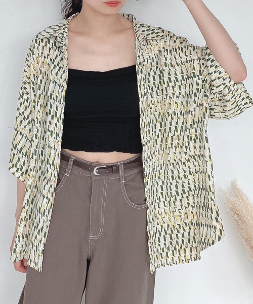 AS KNOW AS plus（アズノゥアズプラス）の「●着回し ビッグ半袖シャツ（シャツ/ブラウス・レディース・アイボリー/オフホワイト/ブラック系その他/グリーン/ブラック系その他2/ブルー系その他/ホワイト系その他3/ホワイト系その他2/ホワイト系その他・FREE）」の5枚目の写真