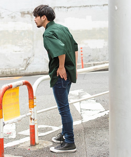 Dickies(ディッキーズ)の「『Dickies/ディッキーズ』TCツイル&デニム半袖ワークシャツ(シャツ/ブラウス・メンズ・ベージュ/インディゴブルー/ブラック/その他/サックスブルー/ホワイト/グリーン・M/XL/L)」の8枚目の写真