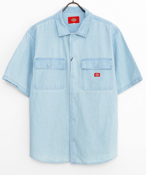 Dickies(ディッキーズ)の「『Dickies/ディッキーズ』TCツイル&デニム半袖ワークシャツ(シャツ/ブラウス・メンズ・ベージュ/インディゴブルー/ブラック/その他/サックスブルー/ホワイト/グリーン・M/XL/L)」の10枚目の写真