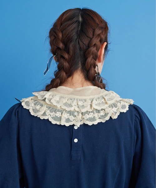 Malle（マル）の「malle チュール刺繍 付け衿（付け襟・レディース・ブラック/クリーム・FREE）」の5枚目の写真