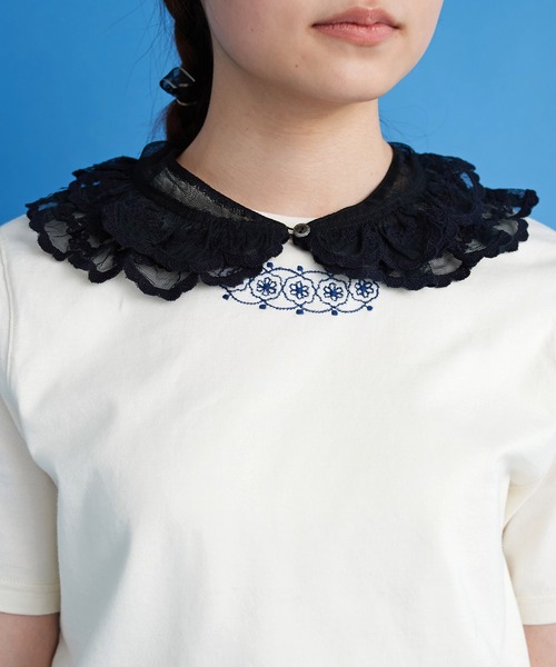 Malle（マル）の「malle チュール刺繍 付け衿（付け襟・レディース・ブラック/クリーム・FREE）」の15枚目の写真