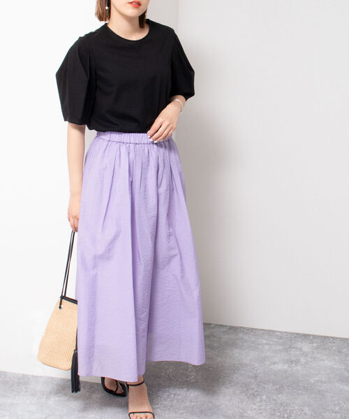 NOLLEY’S（ノーリーズ）の「◇【WEB限定】袖タックコットンTシャツ（Tシャツ/カットソー・レディース・ブラック/ベージュ/パープル/オフホワイト/イエロー・FREE）」の16枚目の写真