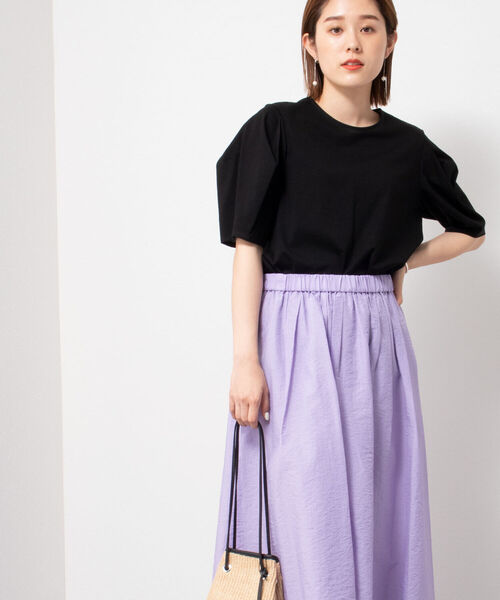 NOLLEY’S（ノーリーズ）の「◇【WEB限定】袖タックコットンTシャツ（Tシャツ/カットソー・レディース・ブラック/ベージュ/パープル/オフホワイト/イエロー・FREE）」の17枚目の写真