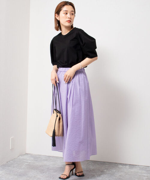 NOLLEY’S（ノーリーズ）の「◇【WEB限定】袖タックコットンTシャツ（Tシャツ/カットソー・レディース・ブラック/ベージュ/パープル/オフホワイト/イエロー・FREE）」の19枚目の写真