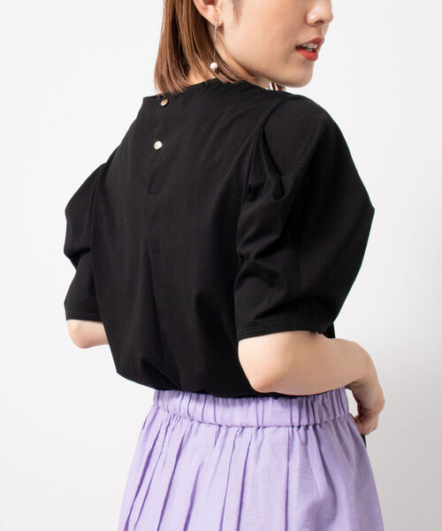 NOLLEY’S（ノーリーズ）の「◇【WEB限定】袖タックコットンTシャツ（Tシャツ/カットソー・レディース・ブラック/ベージュ/パープル/オフホワイト/イエロー・FREE）」の20枚目の写真
