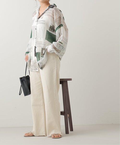 RAY CASSIN（レイカズン）の「英字柄シアーシャツ（シャツ/ブラウス・レディース・オレンジ/グリーン・FREE）」の7枚目の写真