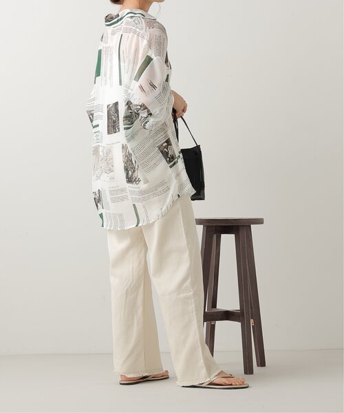 RAY CASSIN（レイカズン）の「英字柄シアーシャツ（シャツ/ブラウス・レディース・オレンジ/グリーン・FREE）」の8枚目の写真