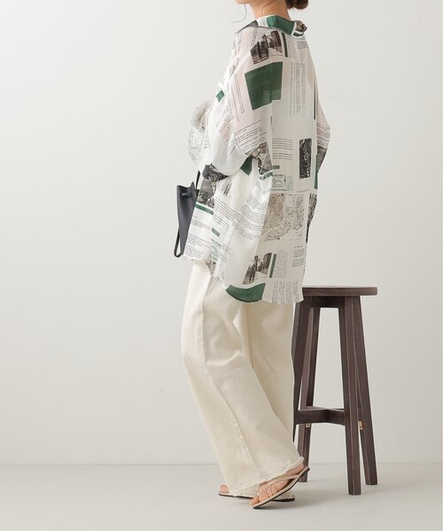 RAY CASSIN（レイカズン）の「英字柄シアーシャツ（シャツ/ブラウス・レディース・オレンジ/グリーン・FREE）」の9枚目の写真