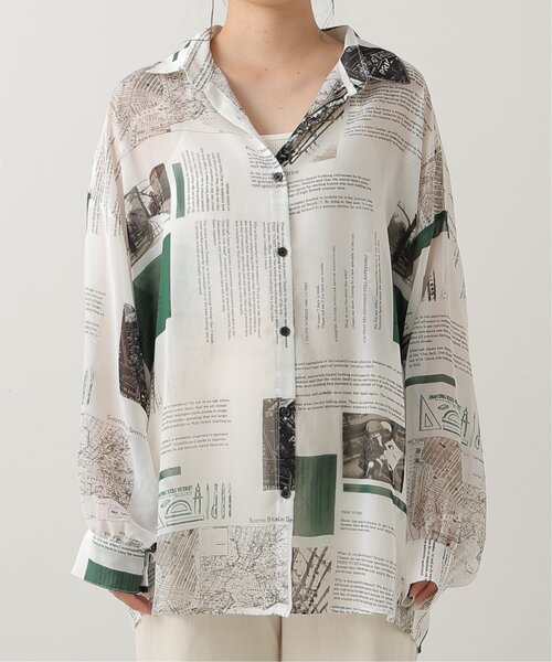 RAY CASSIN（レイカズン）の「英字柄シアーシャツ（シャツ/ブラウス・レディース・オレンジ/グリーン・FREE）」の10枚目の写真