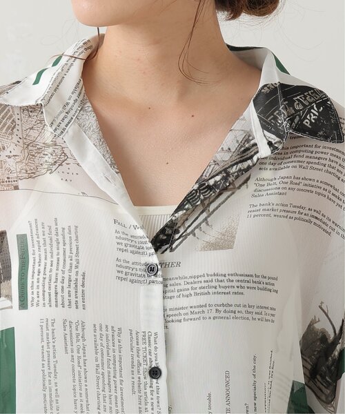 RAY CASSIN（レイカズン）の「英字柄シアーシャツ（シャツ/ブラウス・レディース・オレンジ/グリーン・FREE）」の14枚目の写真