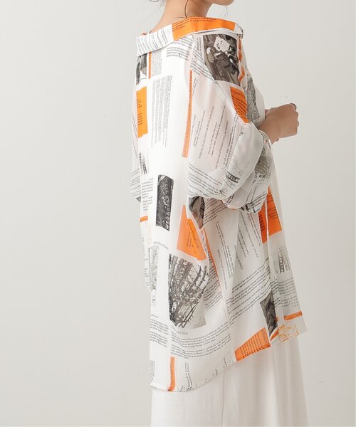 RAY CASSIN（レイカズン）の「英字柄シアーシャツ（シャツ/ブラウス・レディース・オレンジ/グリーン・FREE）」の22枚目の写真