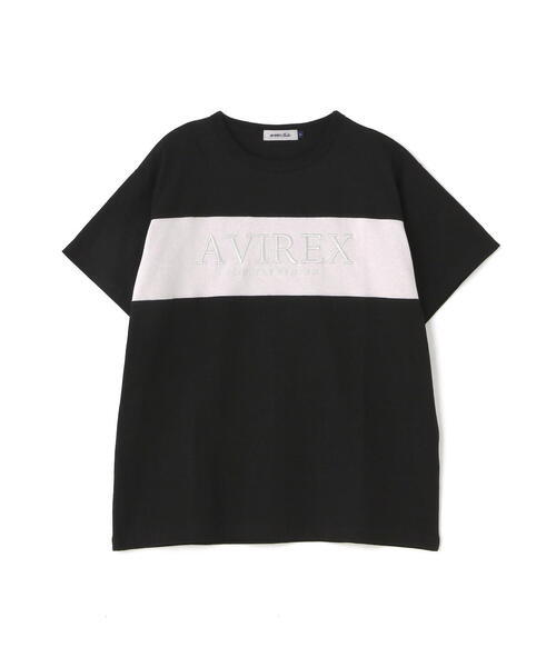 AVIREX（アヴィレックス）の「【直営店限定】BICOLOR EMB LOGO TEE/ バイカラー刺繍ロゴTシャツ（Tシャツ/カットソー・レディース・ブラック/パープル/イエロー・FREE）」の21枚目の写真