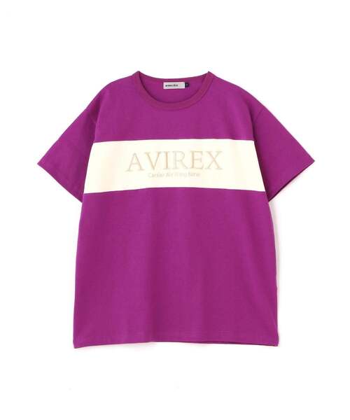 AVIREX（アヴィレックス）の「【直営店限定】BICOLOR EMB LOGO TEE/ バイカラー刺繍ロゴTシャツ（Tシャツ/カットソー・レディース・ブラック/パープル/イエロー・FREE）」の18枚目の写真