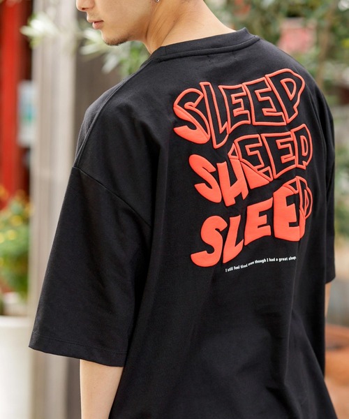 Beno（ビーノ）の「刺繍 立体発泡プリント オーバーサイズ TEE SLEEP（Tシャツ/カットソー・メンズ・ブラック/ロイヤルブルー/グリーン/イエロー/パープル/オフホワイト・M/L/LL）」の4枚目の写真
