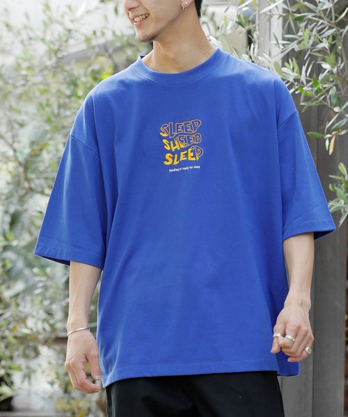 Beno（ビーノ）の「刺繍 立体発泡プリント オーバーサイズ TEE SLEEP（Tシャツ/カットソー・メンズ・ブラック/ロイヤルブルー/グリーン/イエロー/パープル/オフホワイト・M/L/LL）」の21枚目の写真