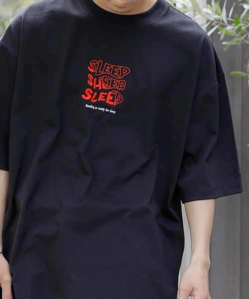 Beno（ビーノ）の「刺繍 立体発泡プリント オーバーサイズ TEE SLEEP（Tシャツ/カットソー・メンズ・ブラック/ロイヤルブルー/グリーン/イエロー/パープル/オフホワイト・M/L/LL）」の10枚目の写真