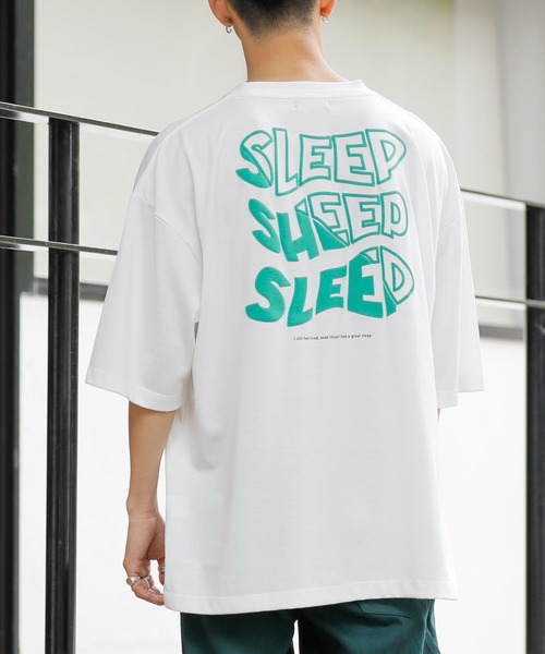 Beno（ビーノ）の「刺繍 立体発泡プリント オーバーサイズ TEE SLEEP（Tシャツ/カットソー・メンズ・ブラック/ロイヤルブルー/グリーン/イエロー/パープル/オフホワイト・M/L/LL）」の8枚目の写真