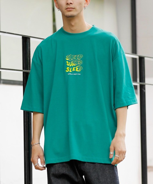 Beno（ビーノ）の「刺繍 立体発泡プリント オーバーサイズ TEE SLEEP（Tシャツ/カットソー・メンズ・ブラック/ロイヤルブルー/グリーン/イエロー/パープル/オフホワイト・M/L/LL）」の13枚目の写真