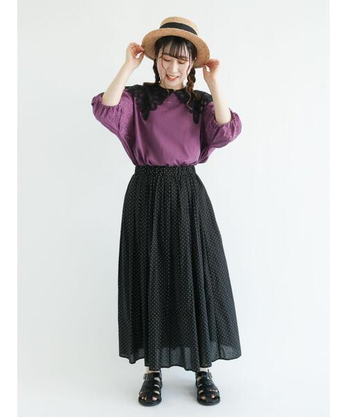 Samansa Mos2（サマンサ モスモス）の「袖レース切替カットソー（ニット/セーター・レディース・ベージュ/パープル/オフホワイト/ミント・ﾌﾘ-）」の21枚目の写真