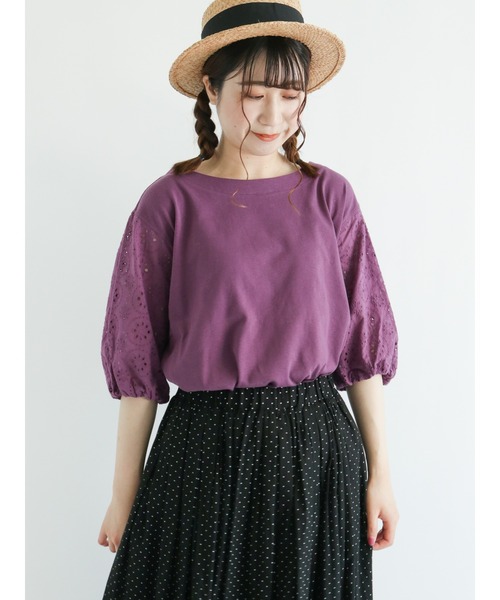 Samansa Mos2（サマンサ モスモス）の「袖レース切替カットソー（ニット/セーター・レディース・ベージュ/パープル/オフホワイト/ミント・ﾌﾘ-）」の10枚目の写真