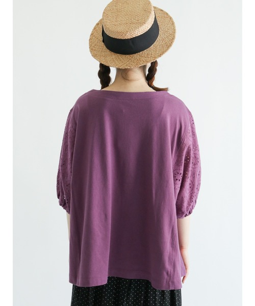 Samansa Mos2（サマンサ モスモス）の「袖レース切替カットソー（ニット/セーター・レディース・ベージュ/パープル/オフホワイト/ミント・ﾌﾘ-）」の14枚目の写真