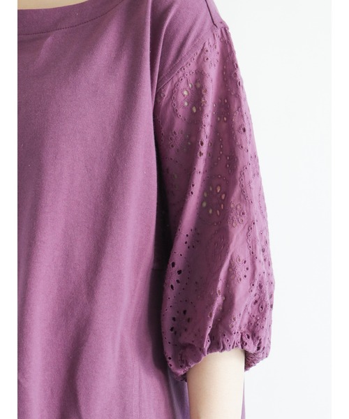 Samansa Mos2（サマンサ モスモス）の「袖レース切替カットソー（ニット/セーター・レディース・ベージュ/パープル/オフホワイト/ミント・ﾌﾘ-）」の16枚目の写真