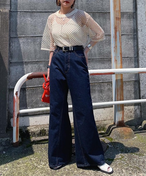 PAGEBOY（ページボーイ）の「カットメッシュプルオーバー（Tシャツ/カットソー・レディース・ブラック/オフホワイト/ブルー・FREE）」の6枚目の写真