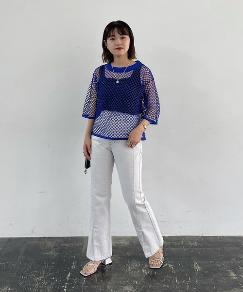 PAGEBOY（ページボーイ）の「カットメッシュプルオーバー（Tシャツ/カットソー・レディース・ブラック/オフホワイト/ブルー・FREE）」の12枚目の写真