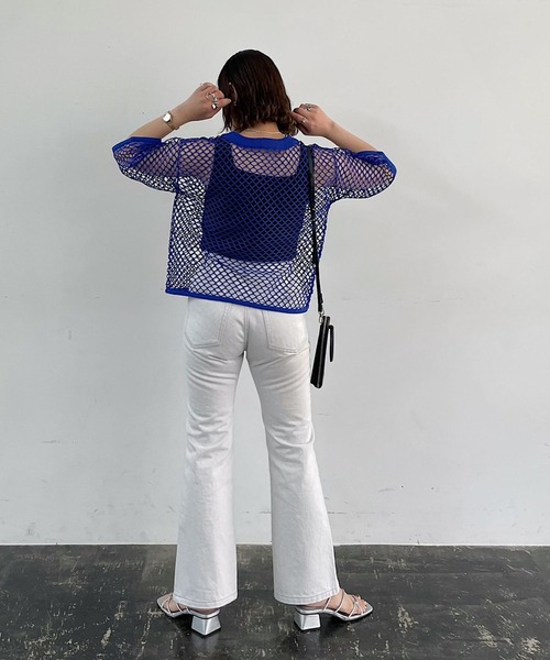 PAGEBOY（ページボーイ）の「カットメッシュプルオーバー（Tシャツ/カットソー・レディース・ブラック/オフホワイト/ブルー・FREE）」の13枚目の写真