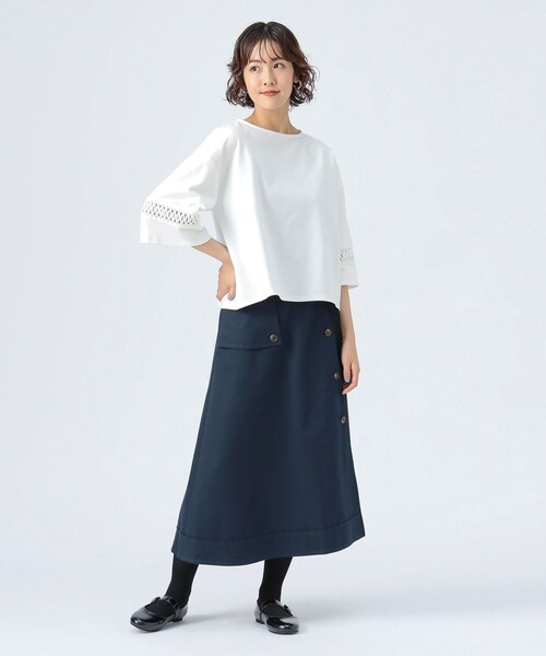 BEAMS HEART（ビームスハート）の「プリーツミックス トレンチスカート（スカート・レディース・ベージュ/ネイビー/オリーブ・SMALL/MEDIUM）」の19枚目の写真