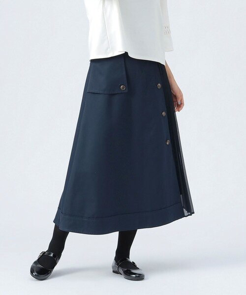 BEAMS HEART（ビームスハート）の「プリーツミックス トレンチスカート（スカート・レディース・ベージュ/ネイビー/オリーブ・SMALL/MEDIUM）」の22枚目の写真