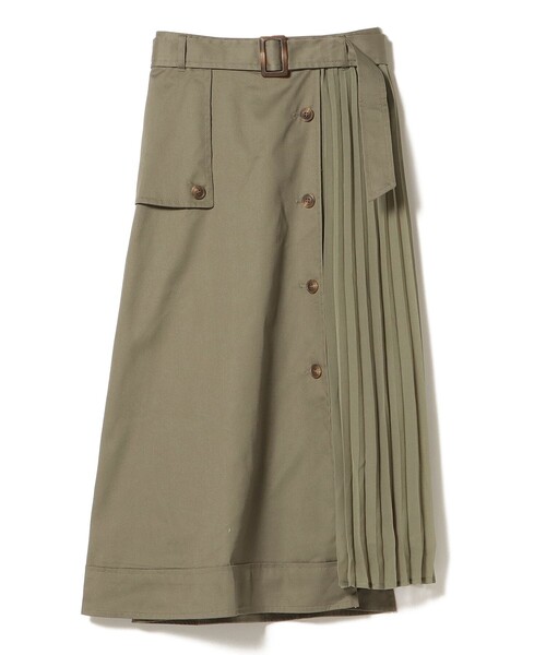 BEAMS HEART（ビームスハート）の「プリーツミックス トレンチスカート（スカート・レディース・ベージュ/ネイビー/オリーブ・SMALL/MEDIUM）」の4枚目の写真