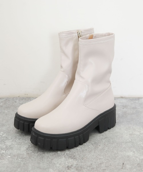 archives（アルシーヴ）の「厚底ストレッチブーツ（ブーツ・レディース・ブラック/アイボリー・MEDIUM/LARGE）」の14枚目の写真