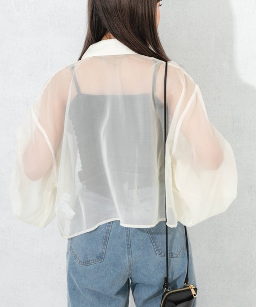 nemne store（ネンネストア）の「袖ボリュームシアーショートシャツ（シャツ/ブラウス・レディース・ピンク/オレンジ/アイボリー・フリー）」の13枚目の写真