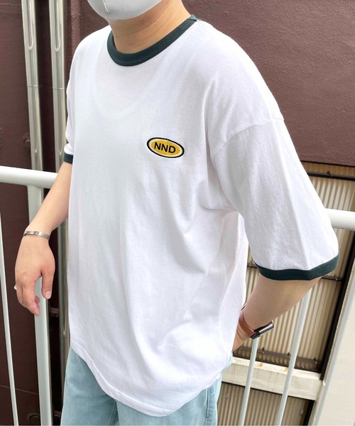 【人気Lサイズ】シュプリーム☆ワンポイント刺繍リンガーTシャツ 襟切り替え SIDEWAYSTANCE】ワンポイント刺繍長袖リンガーTシャツ