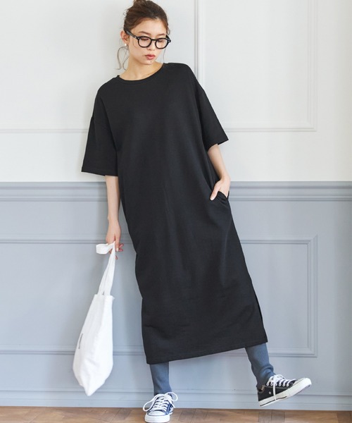 coca（coca）（コカ）の「スウェットワンピース（ワンピース・レディース・ブラック/ライトピンク・M/L）」の2枚目の写真