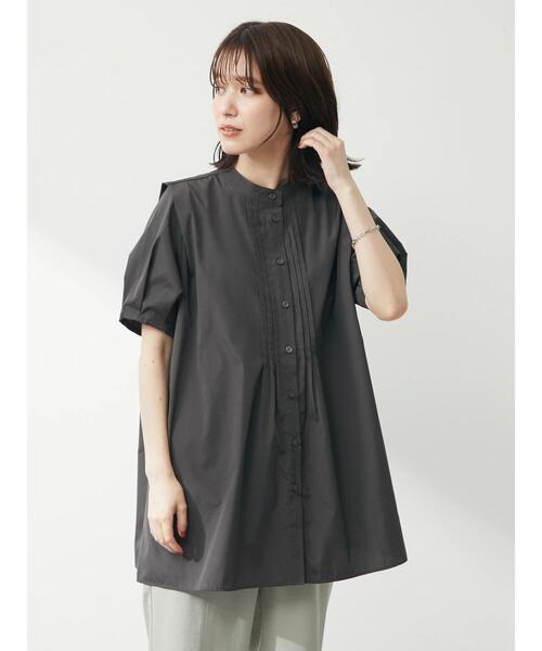 Green Parks(グリーンパークス)の「フロントピンタックチュニック(Tシャツ/カットソー・レディース・ミント/オフホワイト/ダークグレー・FREE)」の5枚目の写真