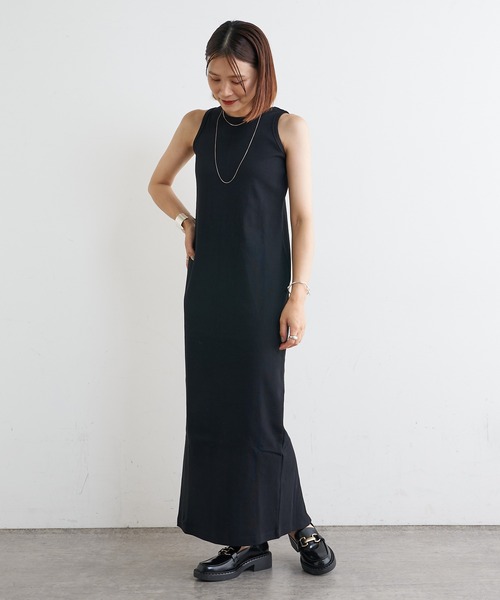 Omekashi（オメカシ）の「テレコアメスリワンピース（ワンピース・レディース・ネイビー/ブラウン/ブラック・36/38）」の2枚目の写真