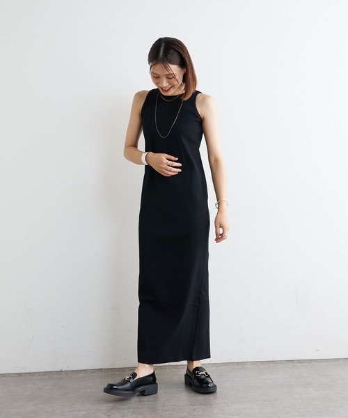 Omekashi（オメカシ）の「テレコアメスリワンピース（ワンピース・レディース・ネイビー/ブラウン/ブラック・36/38）」の4枚目の写真