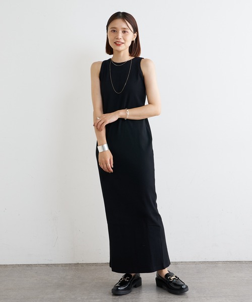 Omekashi（オメカシ）の「テレコアメスリワンピース（ワンピース・レディース・ネイビー/ブラウン/ブラック・36/38）」の5枚目の写真