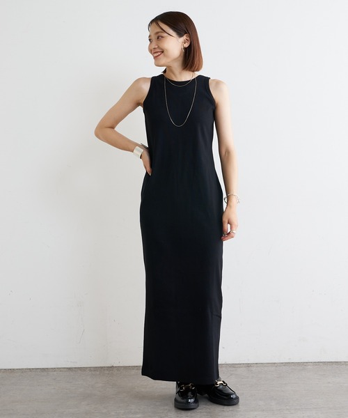 Omekashi（オメカシ）の「テレコアメスリワンピース（ワンピース・レディース・ネイビー/ブラウン/ブラック・36/38）」の6枚目の写真