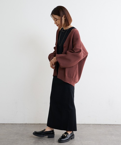 Omekashi（オメカシ）の「テレコアメスリワンピース（ワンピース・レディース・ネイビー/ブラウン/ブラック・36/38）」の12枚目の写真