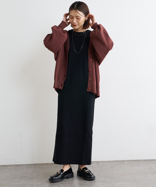 Omekashi（オメカシ）の「テレコアメスリワンピース（ワンピース・レディース・ネイビー/ブラウン/ブラック・36/38）」の13枚目の写真