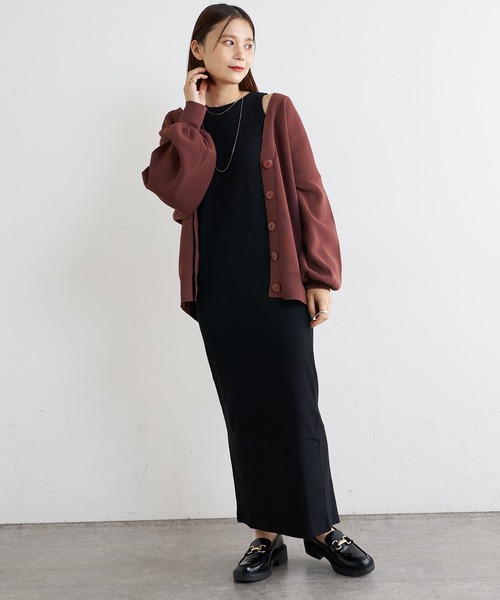 Omekashi（オメカシ）の「テレコアメスリワンピース（ワンピース・レディース・ネイビー/ブラウン/ブラック・36/38）」の14枚目の写真