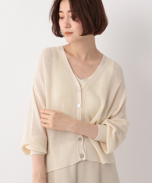 A part by（アパートバイ）の「9GアゼVネックカーディガン_長袖　353631（カーディガン/ボレロ・レディース・ブラック/オフホワイト/カーキ/イエロー・FREE）」の2枚目の写真