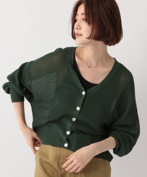 A part by（アパートバイ）の「9GアゼVネックカーディガン_長袖　353631（カーディガン/ボレロ・レディース・ブラック/オフホワイト/カーキ/イエロー・FREE）」の3枚目の写真