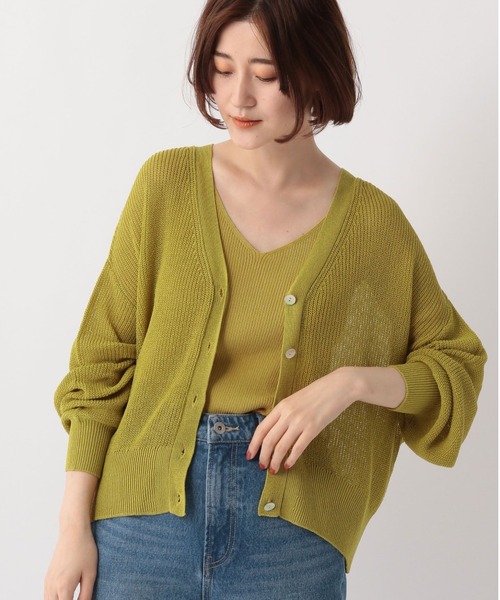 A part by（アパートバイ）の「9GアゼVネックカーディガン_長袖　353631（カーディガン/ボレロ・レディース・ブラック/オフホワイト/カーキ/イエロー・FREE）」の4枚目の写真